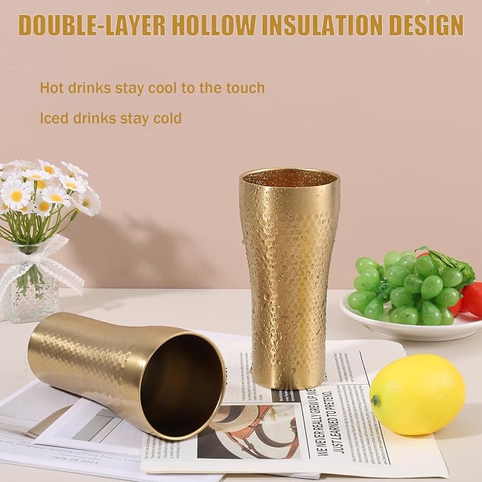Textured Stainless Steel Cups 14 oz, 2 Pack Stackable Double Wall Insulated - Image 7