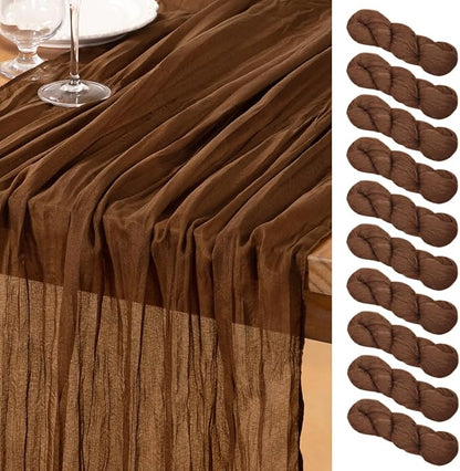 DeZerlor Brown Cheesecloth Table Runners 10 Pack Fall Runners | 120Inch Gauze by DeZerlor