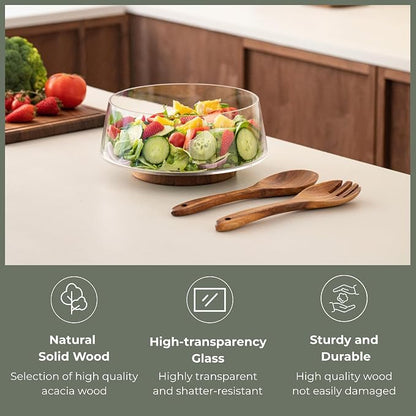 muso wood Salad Bowl Set Large-capacity Glass Salad Bowl - Image 6