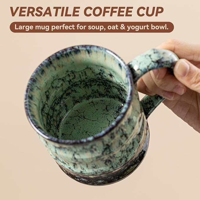 Unique Reactive Glaze Ceramic Coffee Mug - 15 oz Large Coffee Cup - Image 8