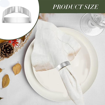 8 Pcs Silver Napkin Rings-Stainless Steel Napkin Rings | Metal Napkin Ring - Image 3