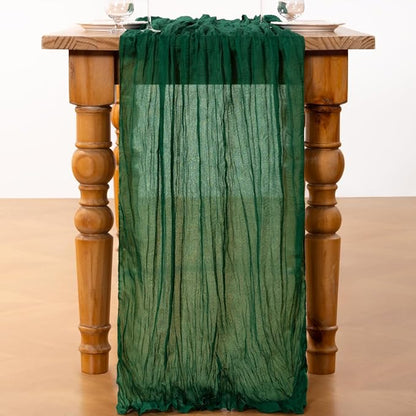 DeZerlor Emerald Green Cheesecloth Table Runners 4 Pack Christmas Runners | - Image 4