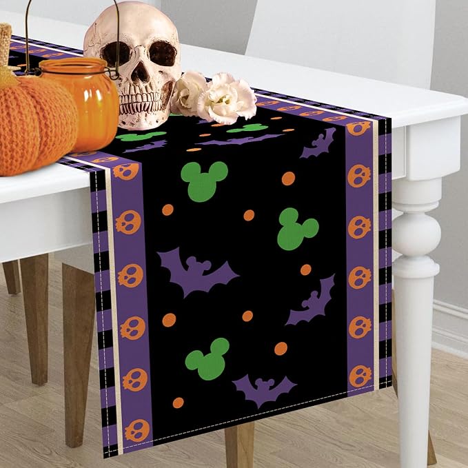 Seliem Halloween Bat Table Runner, Funny Holiday Burlap Home Decoration Indoor - Image 6