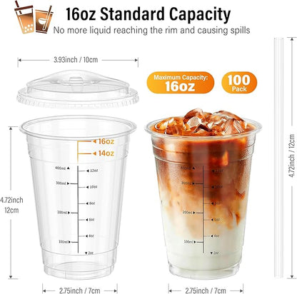 100 Pack - 16 oz Ratio Lines Iced Coffee Cups - Image 3