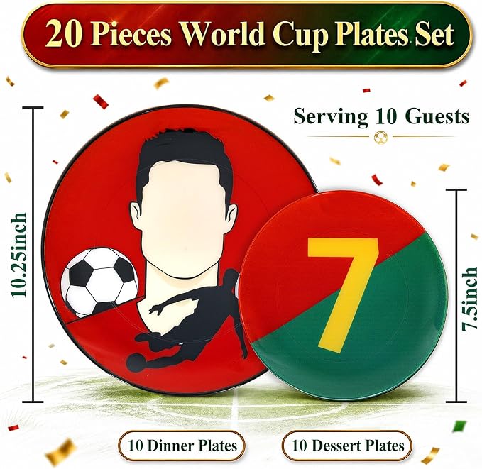 20 Pcs Red Plastic Soccer Plates, Disposable Plates - Image 7