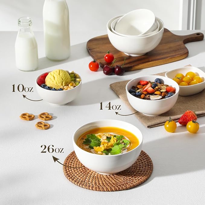 MALACASA 26 oz Porcelain Soup Bowls, Series Regular - Image 5