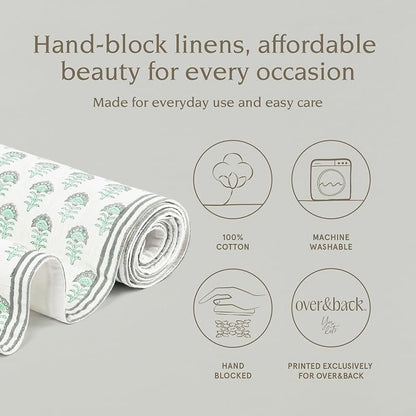 Over&Back 18x108 Hand-Blocked Printed Cotton Table Runner - Image 2