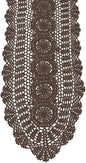 Cotton Handmade Crochet Lace Table Runner Dark Brown 12x60 Inch | Oval by KEPSWET
