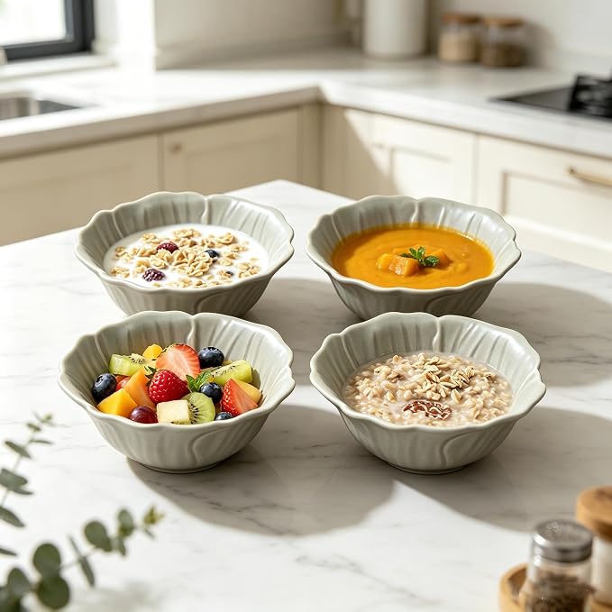 KOOV 24oz Cereal Bowls Set of 4, Vintage Hand-Painted Porcelain Soup Bowls - Image 6