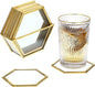 JUXYES Set of 7 Gold Brass Clear Glass Round Coaster by JUXYES