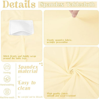 HAISIWLKJ 6 Pack Table Cloth 8ft Beige Tablecloths for Rectangle Folding Table Spandex Fitted Stretch Cover Wrinkle Resistant Washable Protector for Party, Wedding, Banquet, Festival.