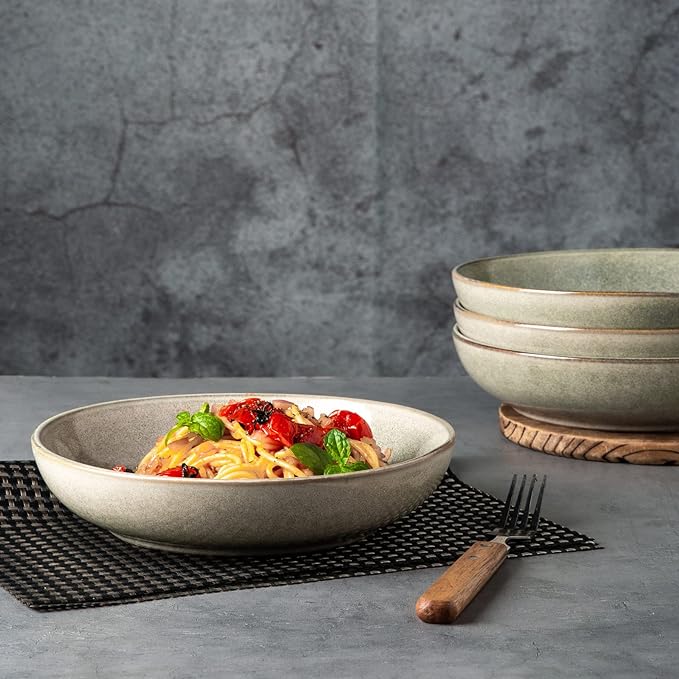 AmorArc 8.5'' Large Pasta Bowls, 36oz Stoneware Wide Serving Bowls Set of 4 - Image 3