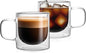 NIRA.Z 12 OZ Double Walled Glass Coffee Mugs Set of 2 Clear Coffee Cups by NIRAZ