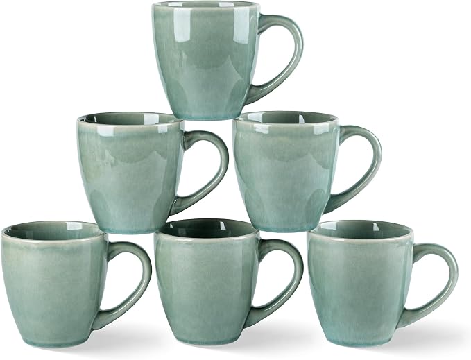 GBhome Ceramic Coffee Mugs Set of 6, 12oz Stoneware Coffee Mugs Set by GBhome