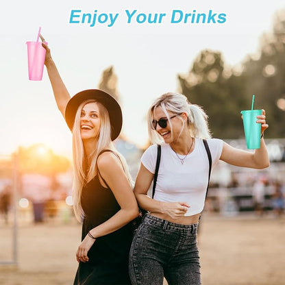 24 Pack Plastic Tumblers with Lids and Straw, Reusable Cups with Lids and - Image 5