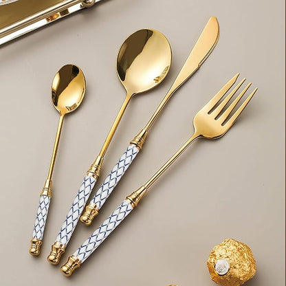40-piece Silverware Set With Ceramic Handle, Premium Food Grade Stainless Steel Flatware Sets, Mirror Polished Cutlery Set, Dishwasher Safe (for 8 People)