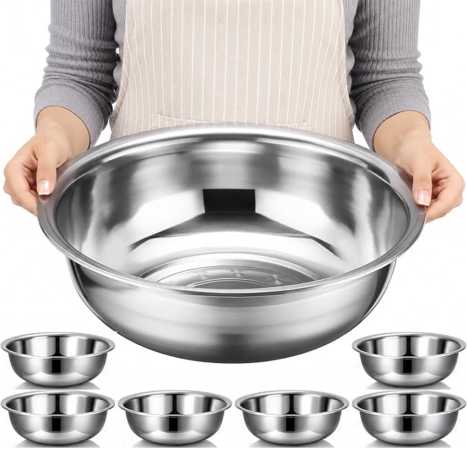 6 Pcs Stainless Steel Mixing Bowls Metal Mixing Bowls Extra Large Basin Salad by Unknown