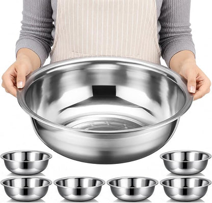 6 Pcs Stainless Steel Mixing Bowls Metal Mixing Bowls Extra Large Basin Salad by Unknown