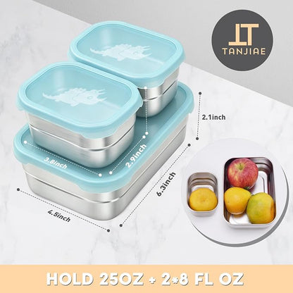 3 CUP+1 CUP Stainless Steel Lunch Snack Containers Set | Leak Proof 304 - Image 2