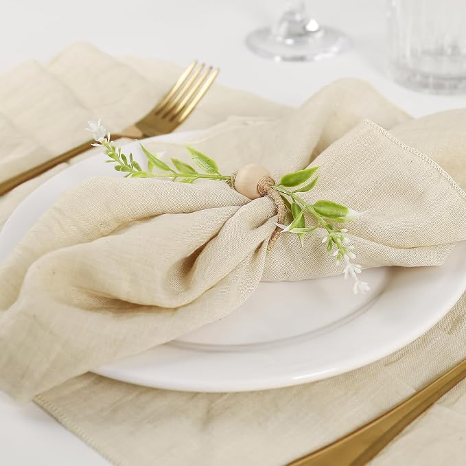 Handmade Farmhouse Napkin Rings Set of 8, Eucalyptus Napkin Rings - Image 3