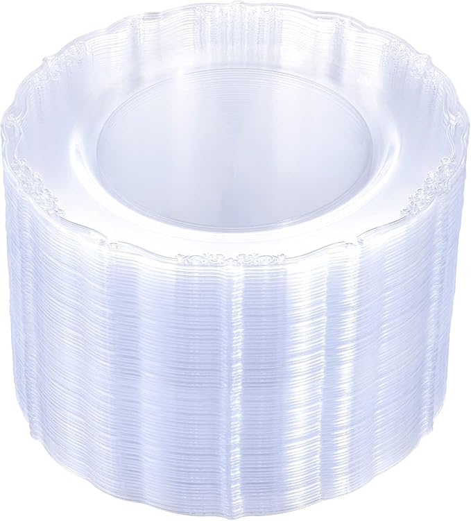 U-QE 60 Pieces Clear Plastic Plates by U-QE