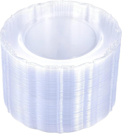 U-QE 60 Pieces Clear Plastic Plates by U-QE