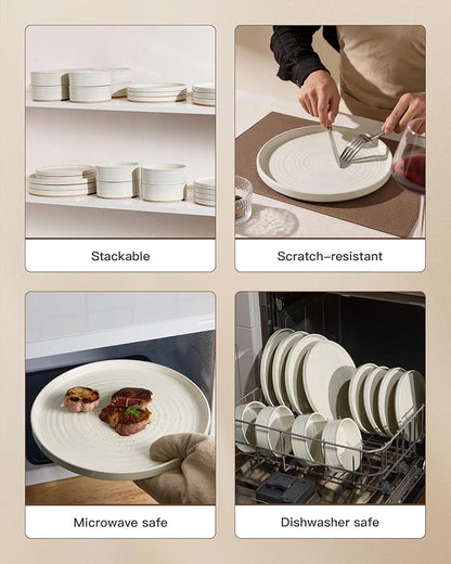 Stoneware Dinnerware Set for 8, Plates and Bowls - Image 5