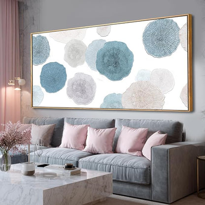 VAYIMDH Neutral Home Wall Decor Blue Canvas Wall Art Contemporary Decorative Painting 32"x70" Large Artwork for Living Room Bedroom