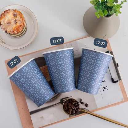 Clawsoff 1000 Pack Paper Cups 12 oz Bulk Disposable Coffee Cups Navy Floral | - Image 6
