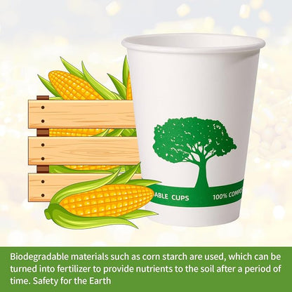 Vplus 270 Pack Compostable Paper Cups, 12 oz Paper Coffee Cups | Biodegradable - Image 4