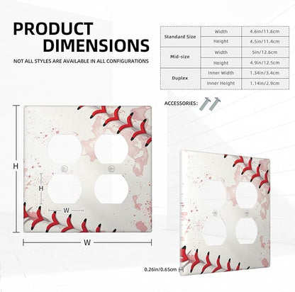Light Switch Cover Baseball Sports Ball Game 2 Gang Decorative SwitchPlates Double Duplex Wall Plates Switch Plates and Outlet Covers for Bathroom Bedroom Decor