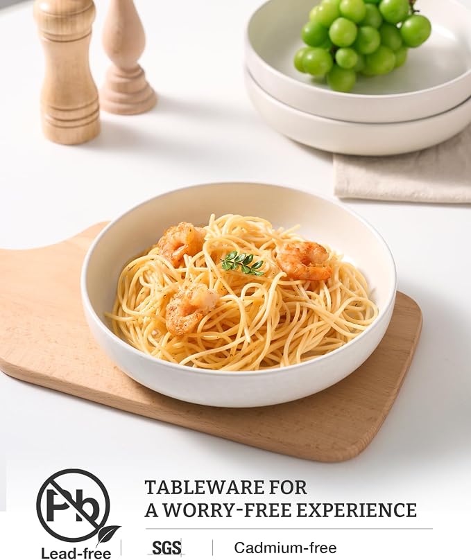 famiware Milkyway 33 oz Pasta Bowls Set of 8, Matte White | Double Reactive - Image 2