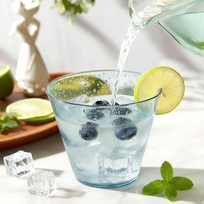 Glowserve 9 OZ Blue Disposable Plastic Cups Cocktail Cup 150 Pack | Fancy - Image 5