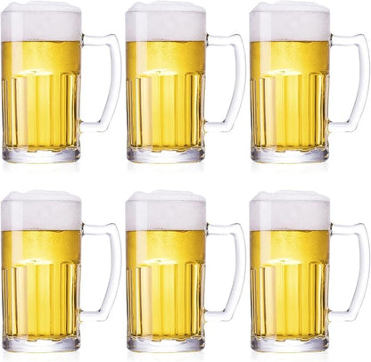6 Pack Heavy Beer Mugs, Large Beer Glasses by TUSAPAM