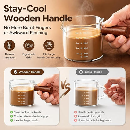 5oz Espresso Cups Set of 2, Double Spout Clear Borosilicate Glass - Image 2