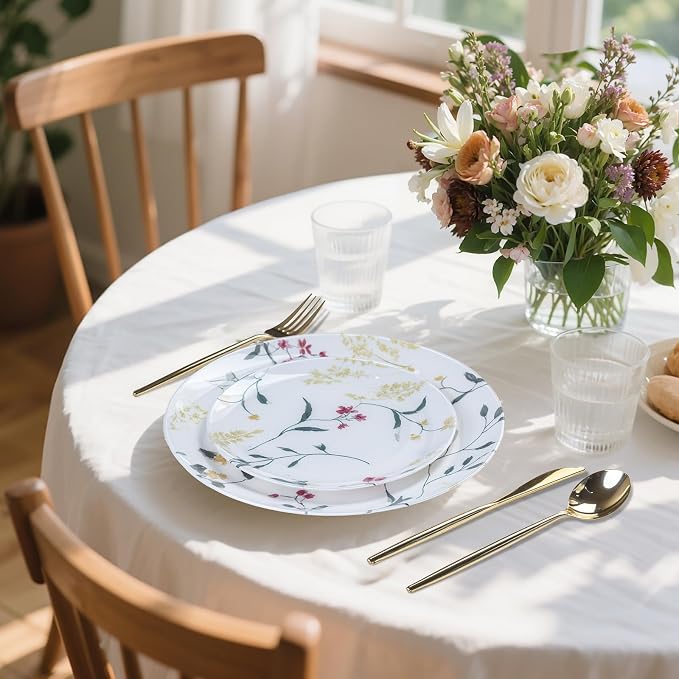 U-QE 20Pcs Wildflower Plastic Plates - Image 3