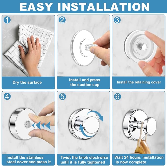 Suction Cup Hooks for Shower, No Drill Towel Hooks for Bathrooms | Shower Hooks - Image 5