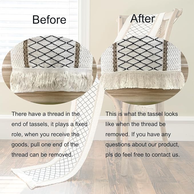 Table Runner, Boho Table Runner Cotton Linen Table Decorations, Farmhouse Table - Image 7