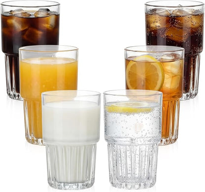 6 Pack 11 oz Drinking Glasses Stackable Iced Latte Coffee Cup, Beer Cocktail by Yiyiring