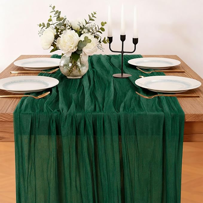 Cheesecloth Table Runner, 120 Inch 10 FT, Emerald Green | 1 Pack, 35x120 Inches - Image 8