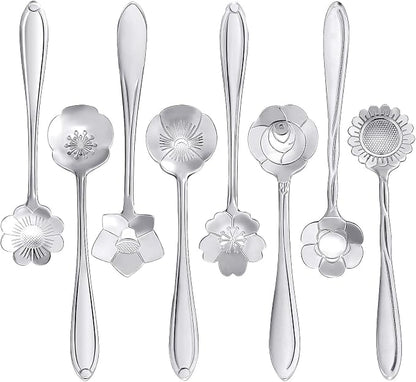 Maitys 16 Pcs Silvery Flower Coffee Spoons by Maitys