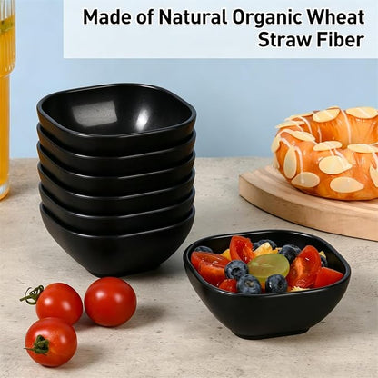 6 Pack Small Bowls, 4.5 OZ Black Dipping Sauce Cups, Ice Cream Bowls, Wheat - Image 3