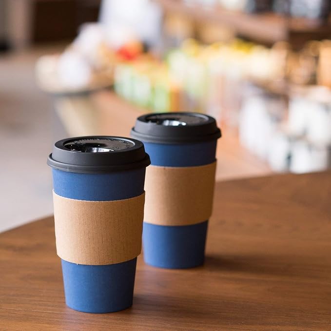 Disposable Coffee Cups With Lids - 16 oz To Go Coffee Cups With Sleeves and - Image 4