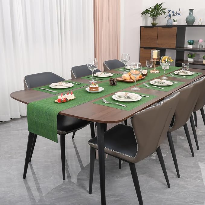 Myir JUN Dark Green Table Runner Home Decor Dining Table Runners | Vinyl Table - Image 4