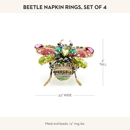 MACKENZIE-CHILDS Metal and Bead Napkin-Ring Set, Beetle | Handcrafted design - Image 4