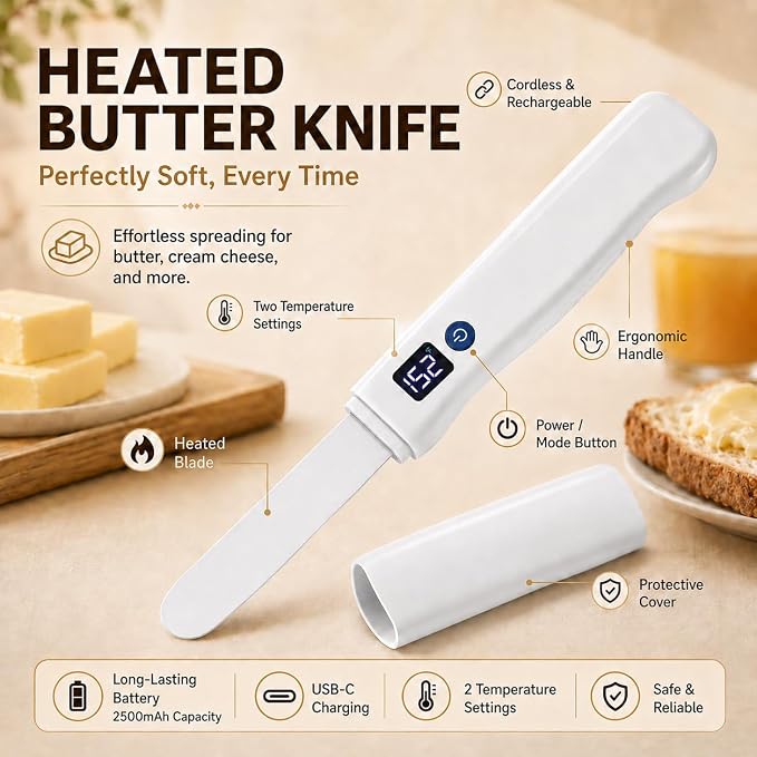 Heated Butter Knife, Rechargeable USB Electric Spreader - Image 2