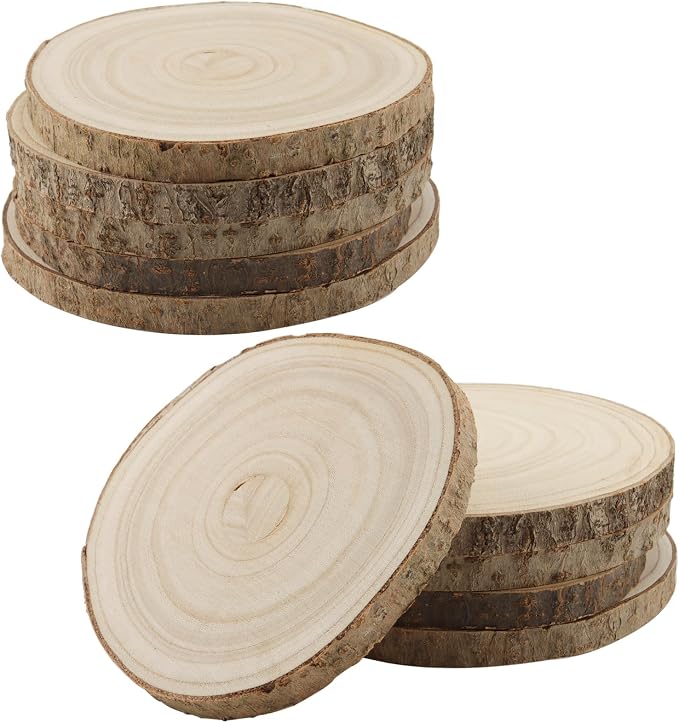KINJOEK 10 PCS 7-8 Inch Large Natural Wood Slices by KINJOEK