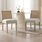Farmhouse Dining Chairs Set of 2 Linen Fabric Upholstered Accent Side Chair, Mid Century Modern Kitchen & Dining Room Chairs with Woven Rope Back for Home, Living Room, Bedroom - White