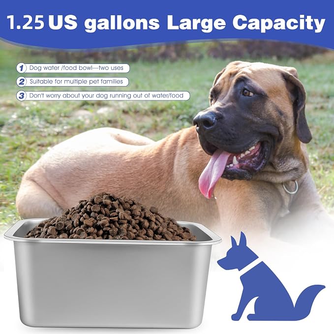 1.25 Gallon Stainless Steel Dog Water Bowl - Image 2