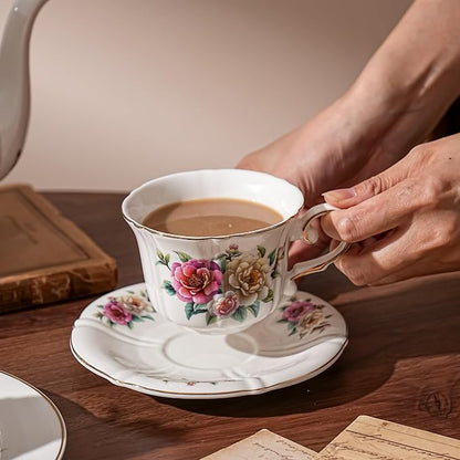 Ceramic Cups with Saucers set of 4，7 Ounce Espresso Cups - Image 3